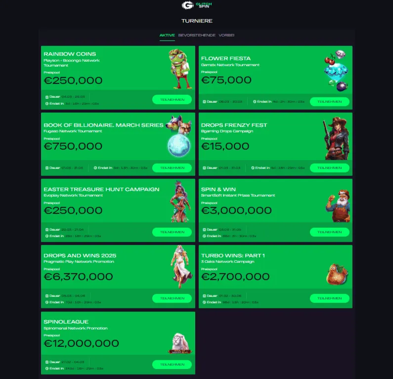 Glitch Spin Casino Angebote Glitch Spin Casino Turnieren