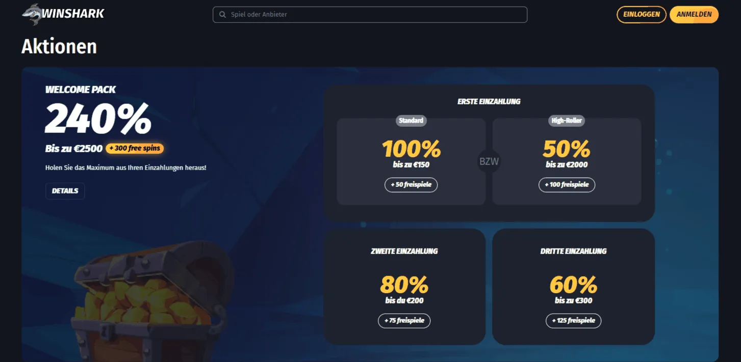 Winshark Casino Willkommenspakete Winshark Casino Willkommensboni
